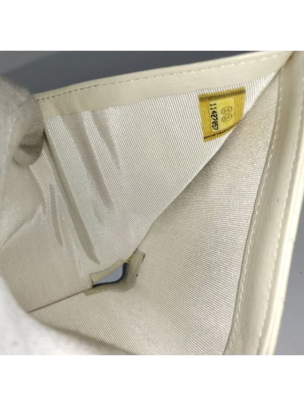 Chanel Chez Blanc Stitch Trifold Wallet Leather Ivory
